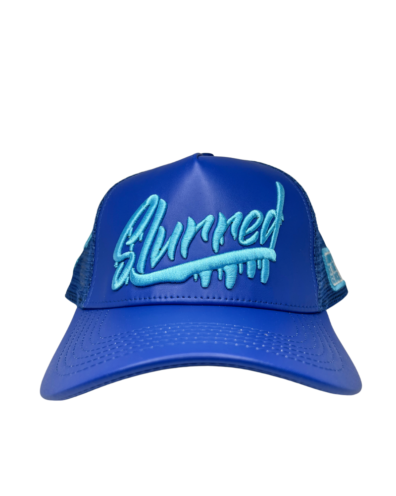 Blue Slurred Leather Hat